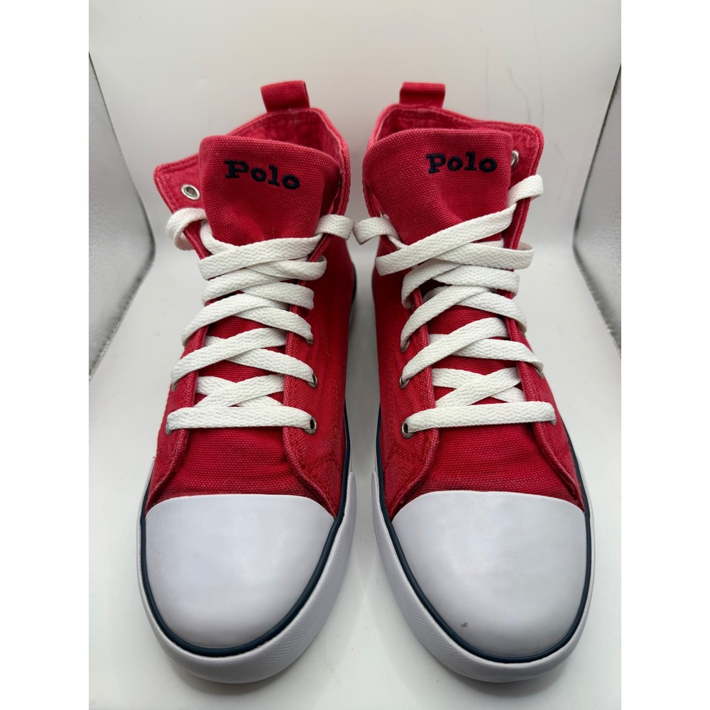 Polo Ralph Lauren Red Canvas High Top Sneakers Polo Bear Boys 5 / Womens 6.5
